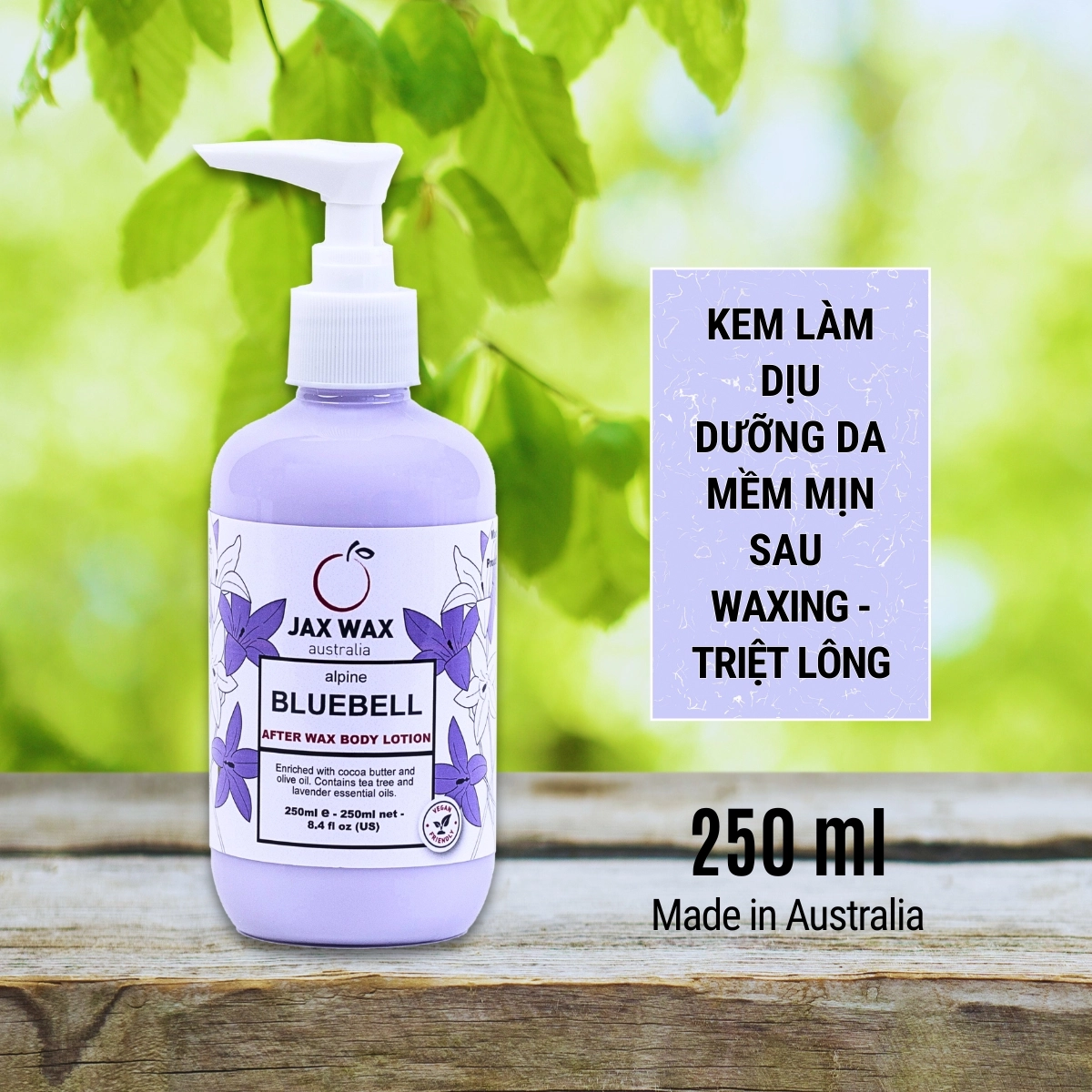 Review kem dưỡng sau wax Bluebell After Wax Lotion 250ml của Jax Wax Australia