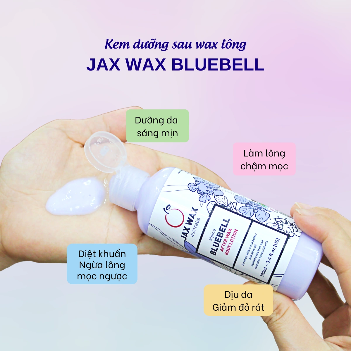 Kem dưỡng sau wax lông Jax Wax Australia Bluebell 100ml